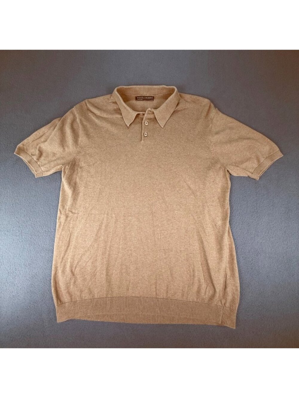 Paul James Short Sleeve Ultra Fine cotton Camel Polo Shirt Mens Size L 135.00